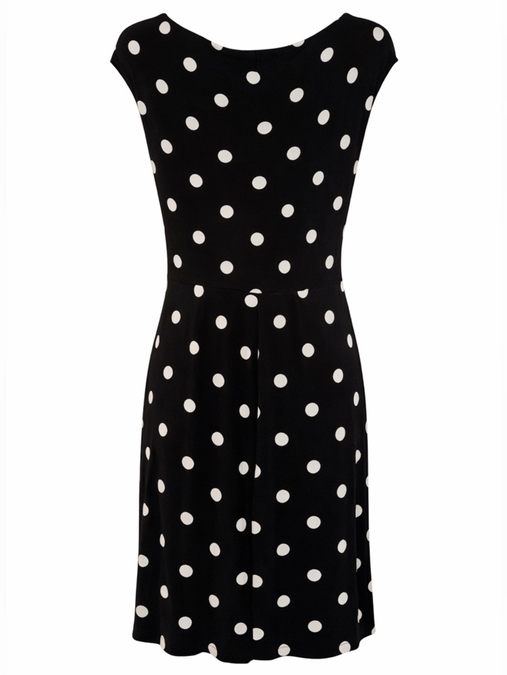 Ralph Lauren Black White Polka Dot Midi Dress Size 10 Ruched Waist Elegant Chic - Picture 4 of 6
